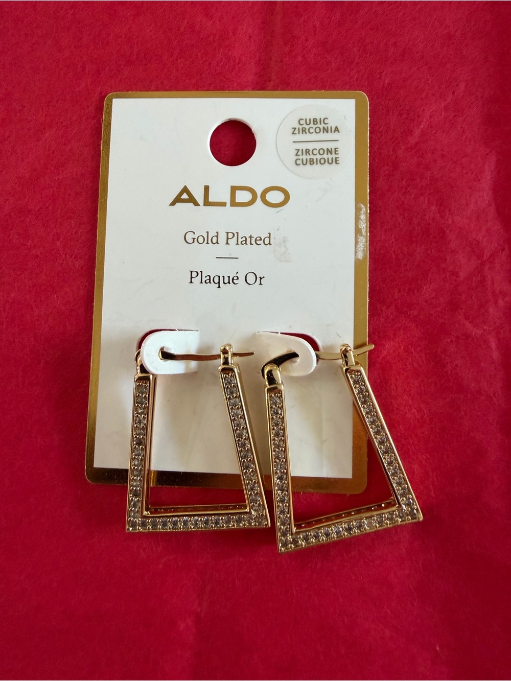 1” ALDO Gold-Tone Open Triangle Drop Earrings with Cubic Accents